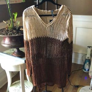 Long mesh hooded sweater